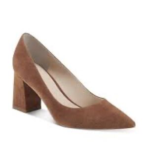 Marc Fisher Zala Point Toe Chunky Mid Heel Pumps Brown size 6